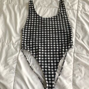 Gingham one piece bathing suit